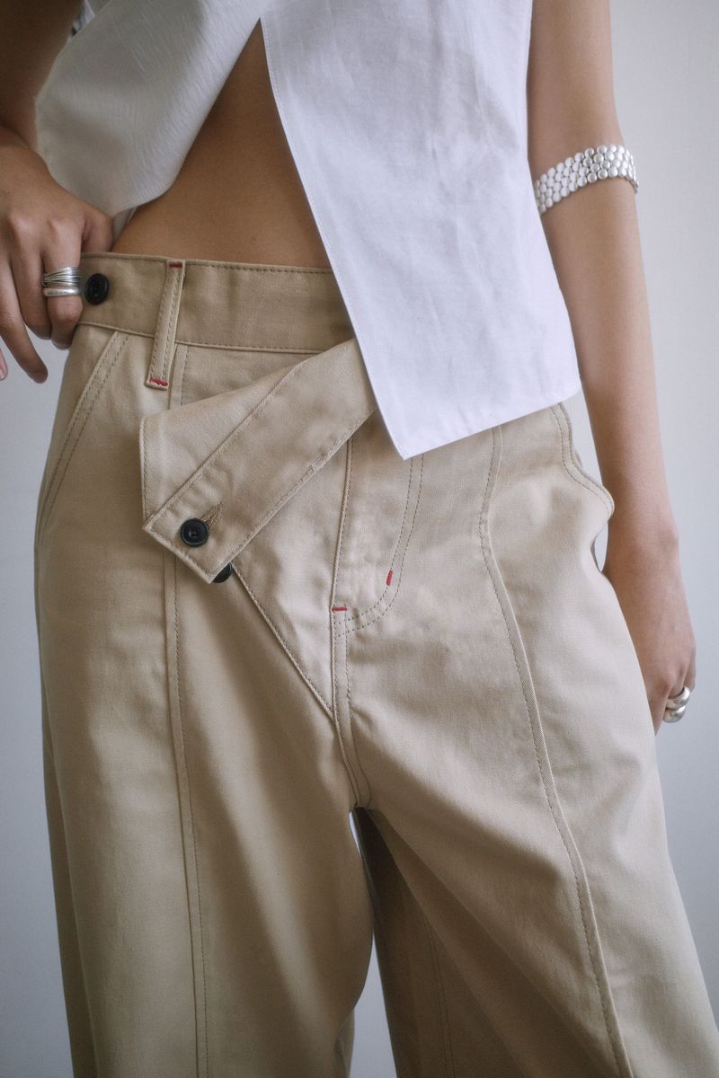 26SS★ WRAP CURVED COTTON TROUSER