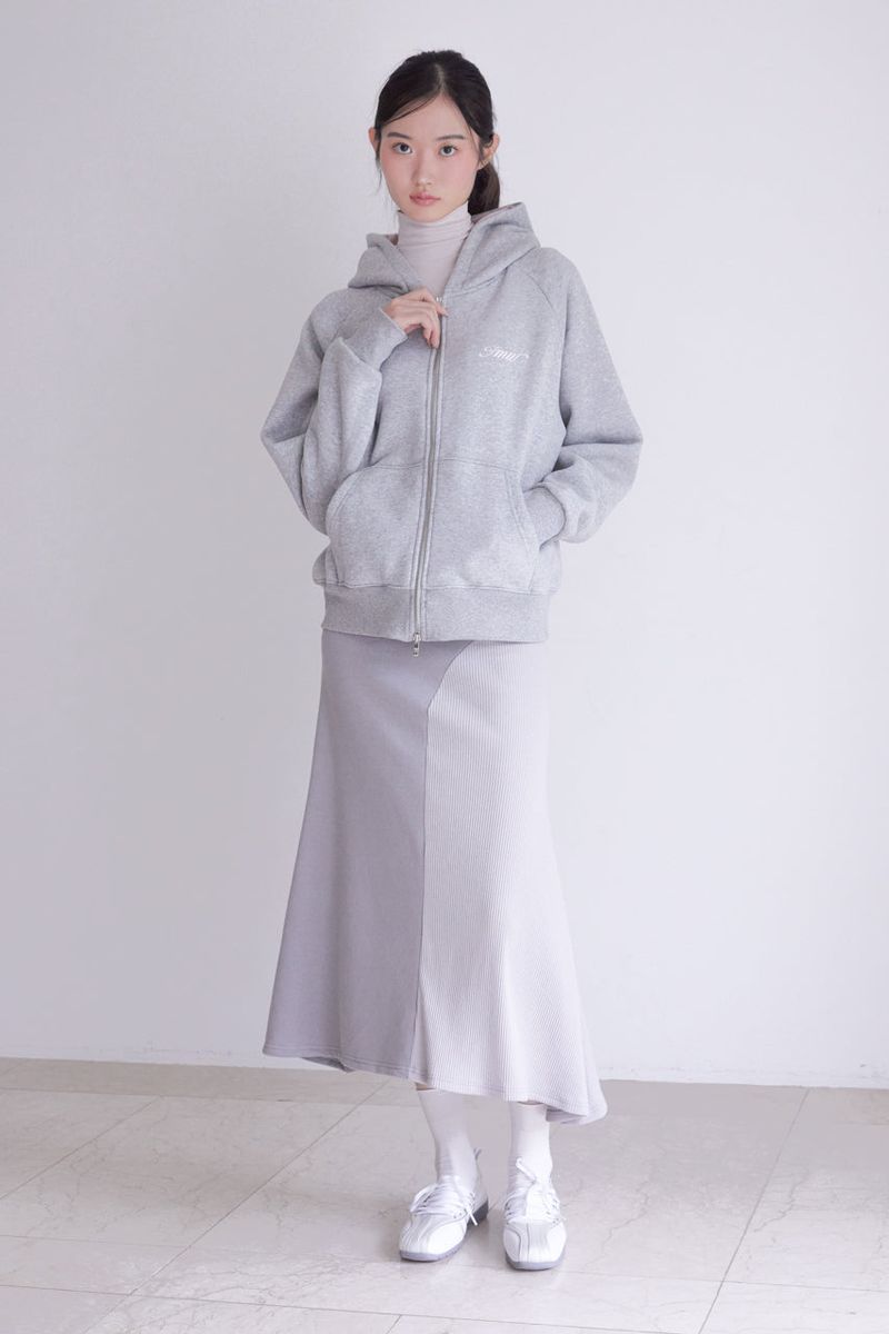 Raglan 2way Hood Zip-up (MELANGE GREY)