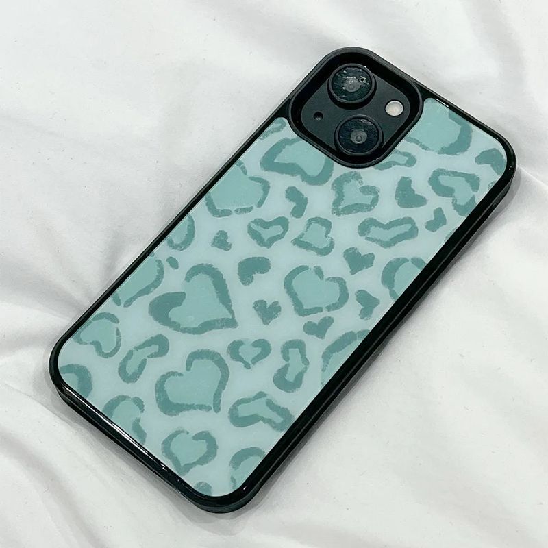 [MADE][Glass Bumper Case] Heart Leopard Drawing Case ⋆ Mint