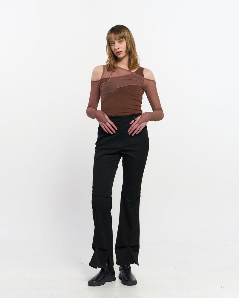 In&Out Knitted Top _  BROWN