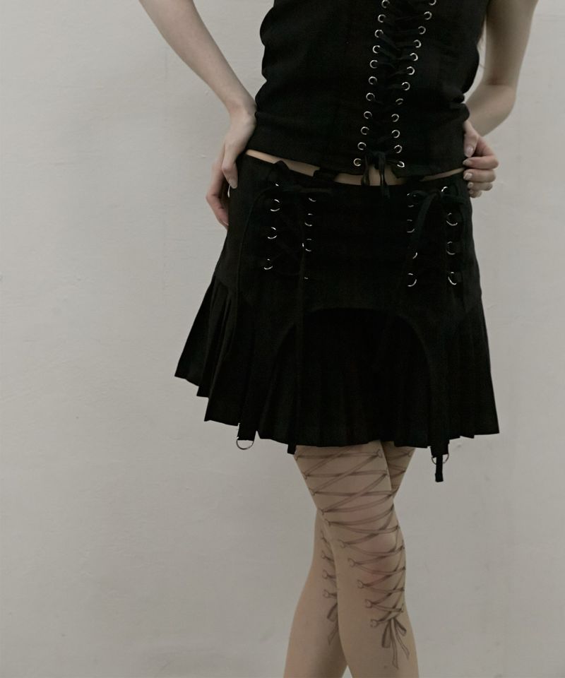 KATER（カーター）の「コルセットプリーツロースカート Black（スカート）」
