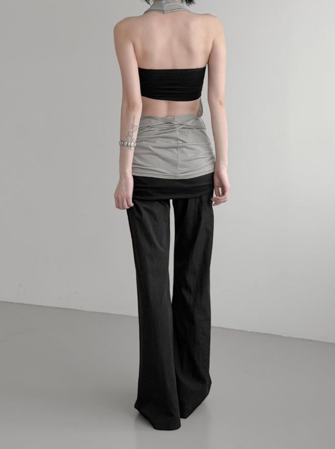 Aven Layered Shirred Skirt Pants