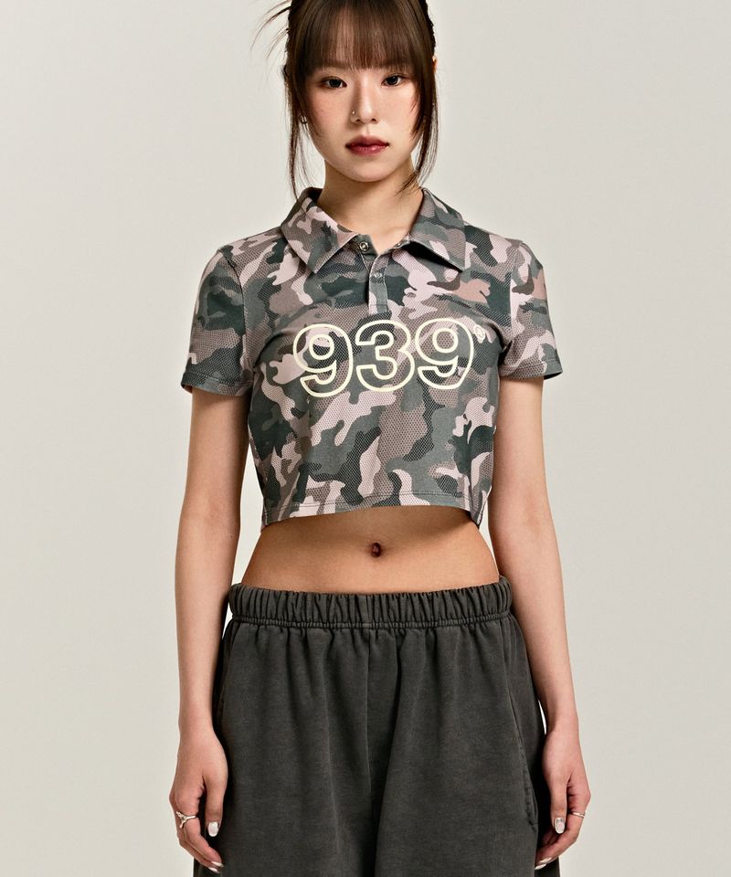 ARCHIVE BOLD（アーカイブボールド）の「939 LOGO COLLAR CROP TOP (CAMO)（Tops）」