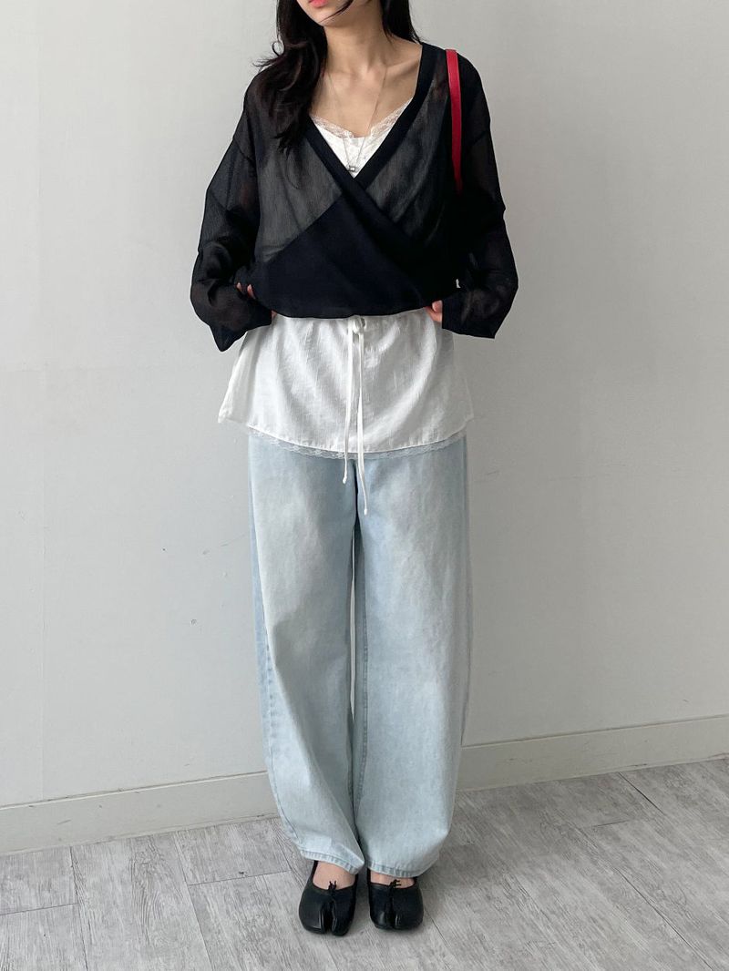 516 Washed Wide Denim Pants
