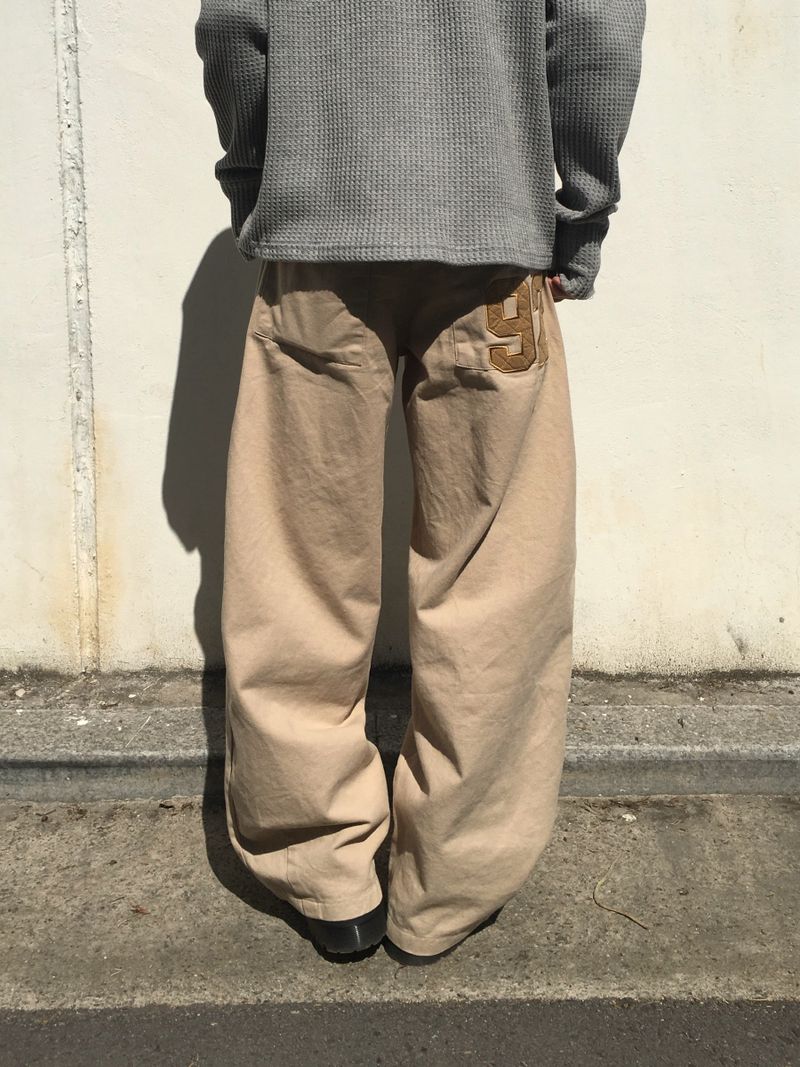 Numbering 92 Embroidered Cotton Wide Pants 3C