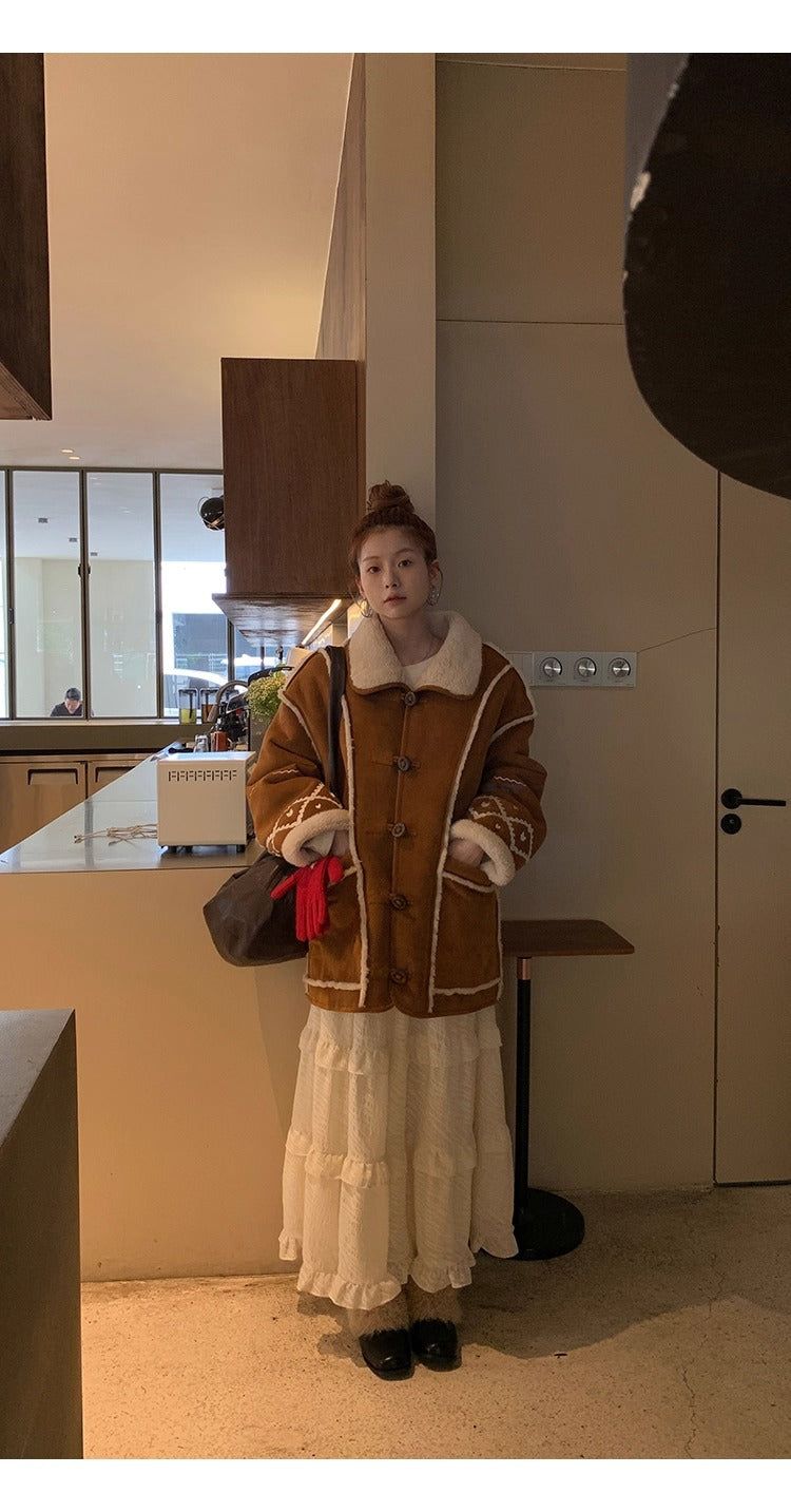 Camel suede oversized fit coat