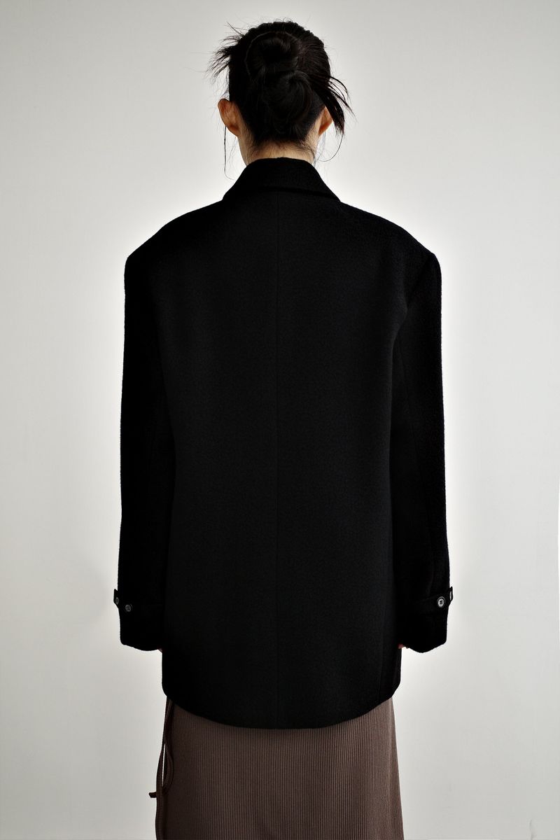 Fuzzy heavy wool coat, Black