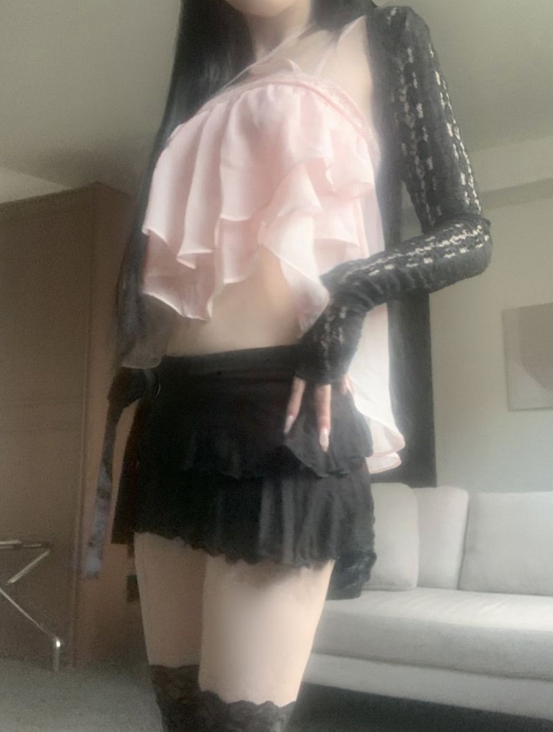 ining strap frill top (light pink)