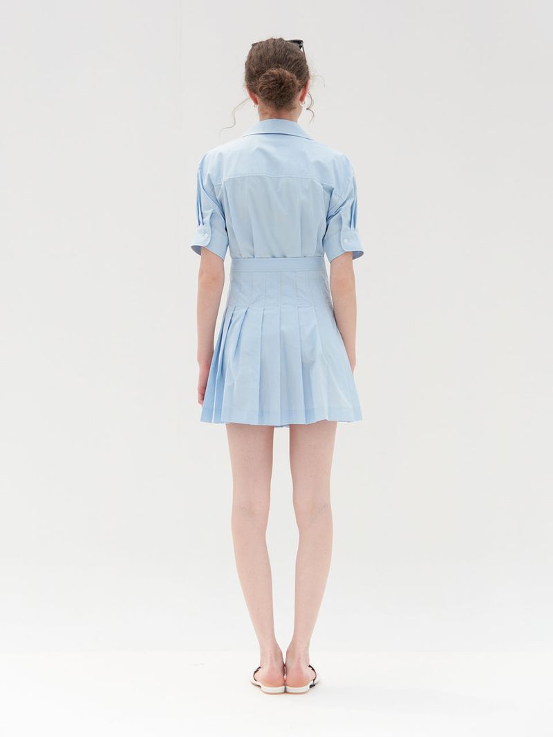 PLEATS DETAIL WRAP ONEPIECE_SKY BLUE