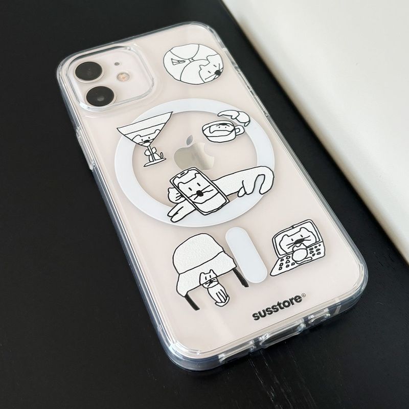 [MagSafe phone case] Distorted cat phone case
