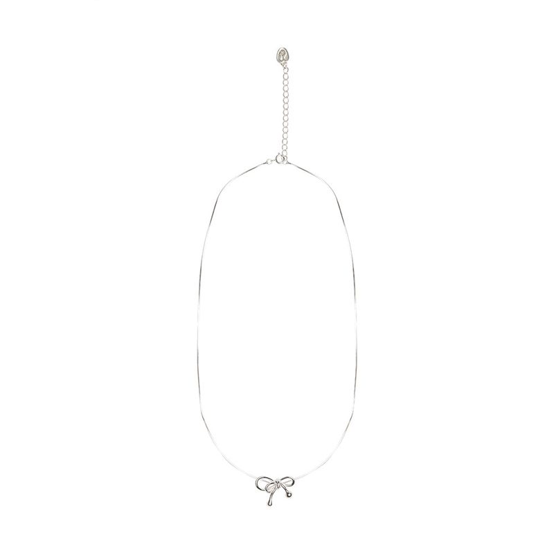 [925 SILVER] Cylinder Ribbon Necklace