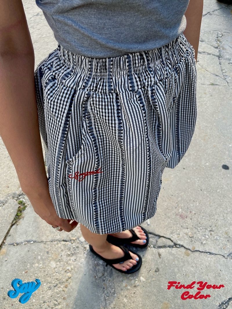 MULTI PATTERN BALLOON PANTS BLACK (SHORT FIT)