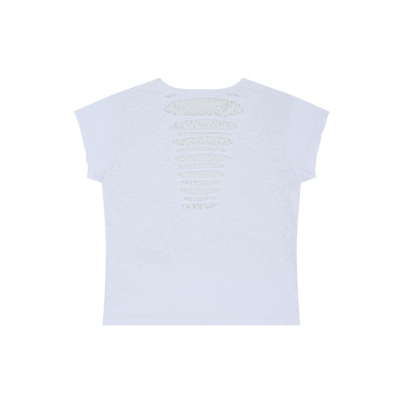Grunge Claw Leopard Eyelet Tee - White