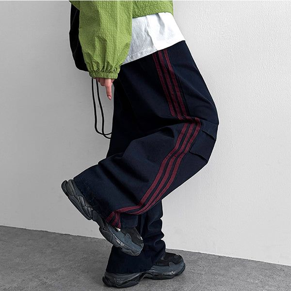 hijjoo（ハイチュー）の「Toms knee shirring coloring track line cotton wide pants（Pants）」