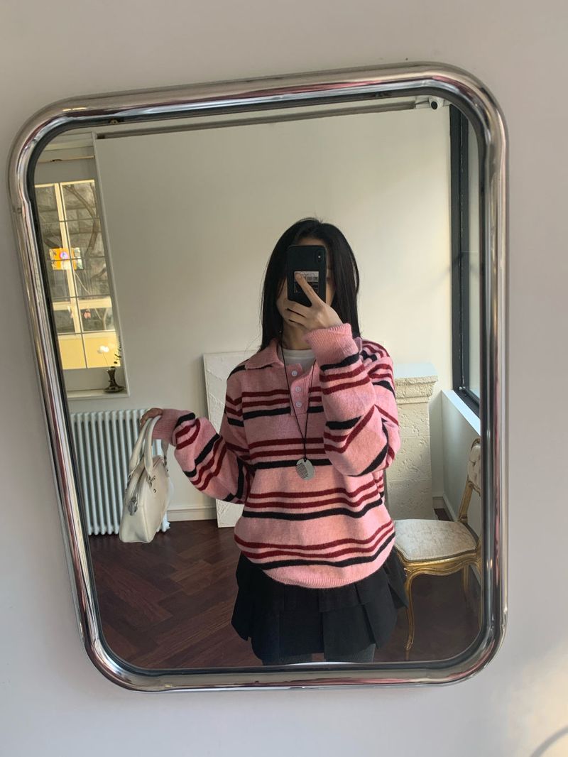 Candy Parade Collar Stripe Knit