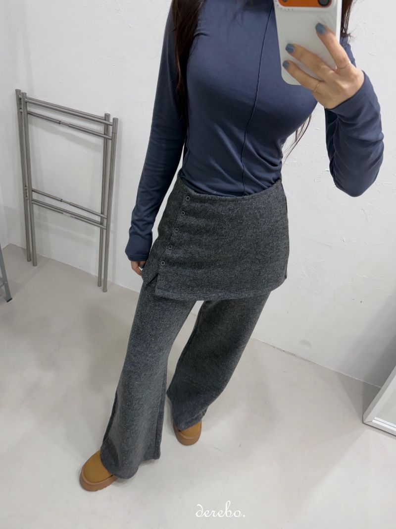 Layered skirt long knit pants