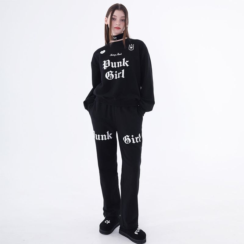 1 0 punk girl jogger pants - BLACK