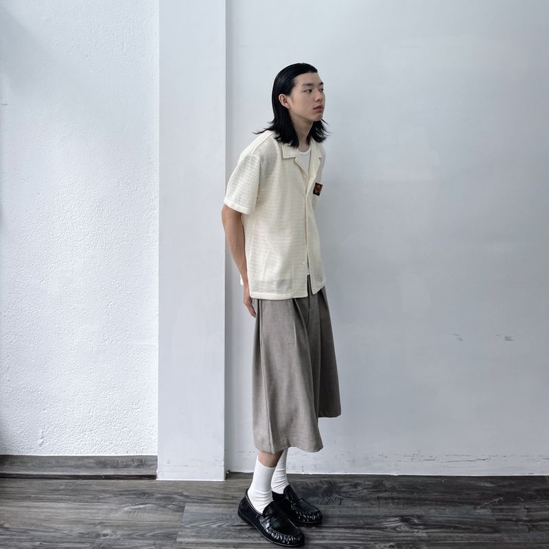 Textured Patch Pocket Short Sleeve Shirt
