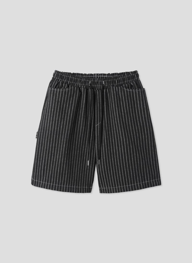 Striped Bermuda Carpenter Denim Wide Pants 2COLOR