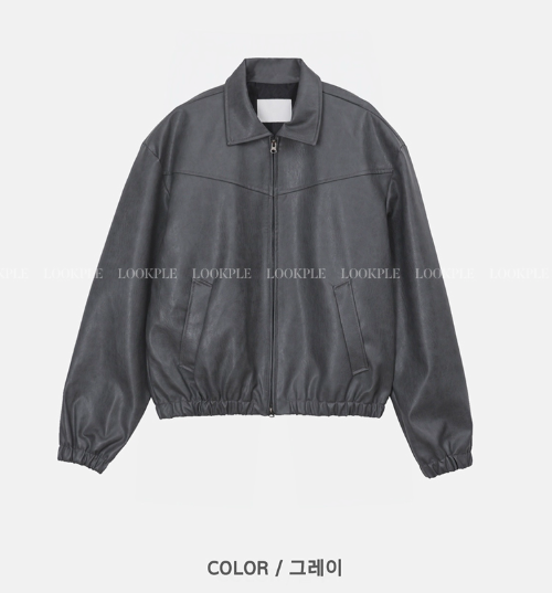Waini Crack Two-Way Semi-Over Leather Jacket