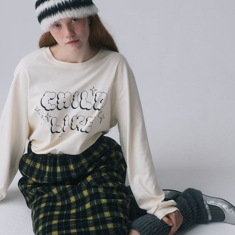 CHILDLIKE PRINTED LONG SLEEVE, IVORY