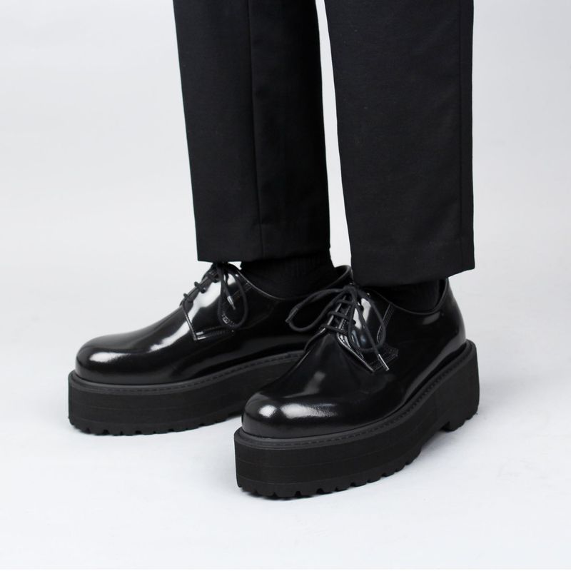 DAVID STONE HIGH-SOLE DERBY SHOES  new vibram commando sole