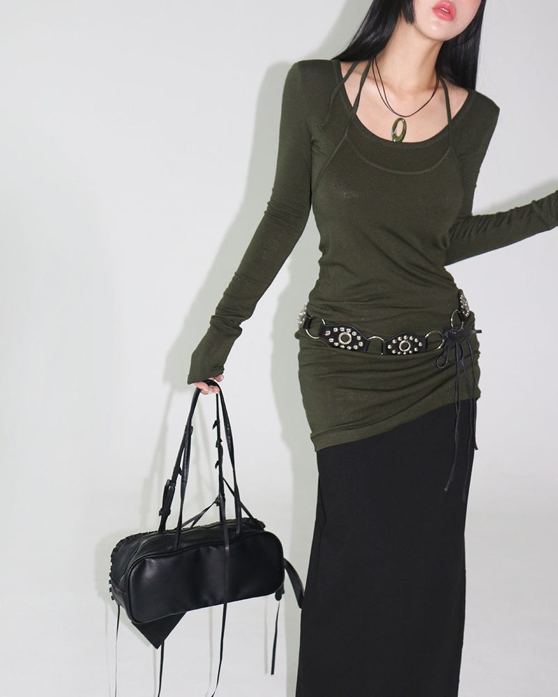 Plum maxi long skirt