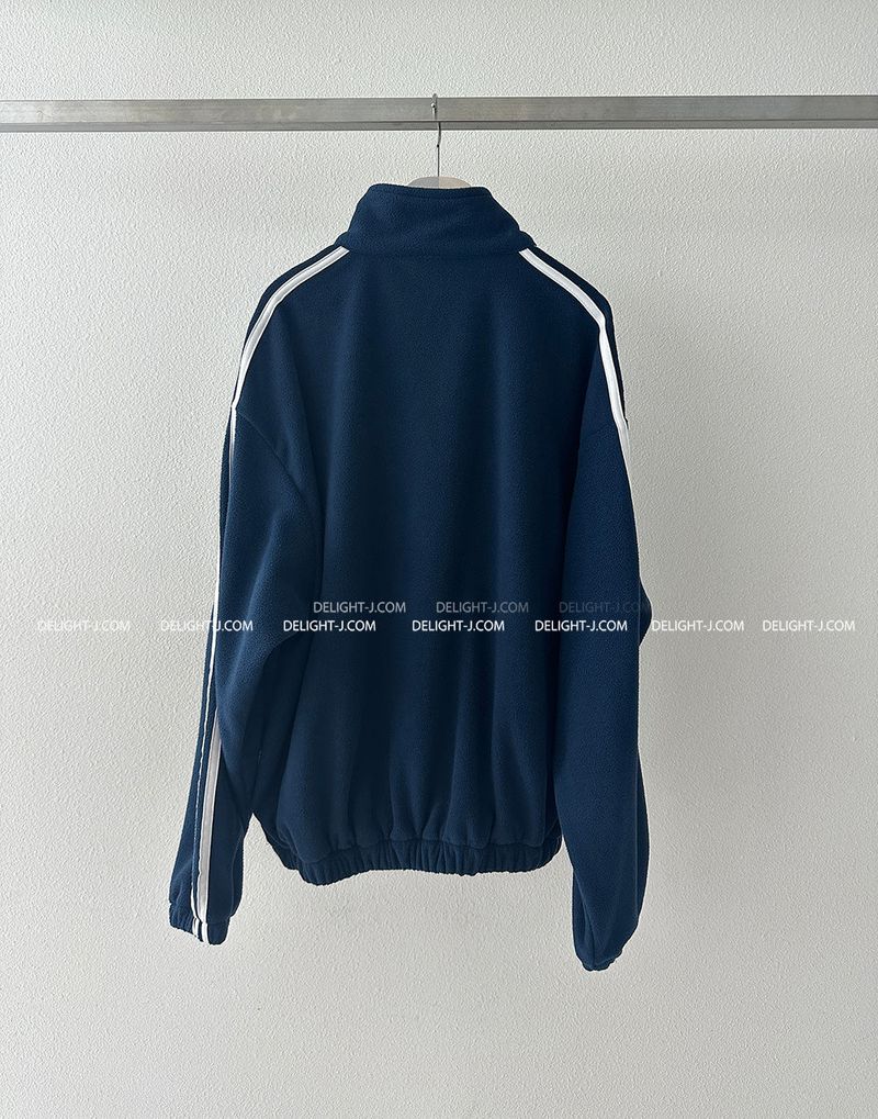 Fleece track semi zip-up sweatshirt