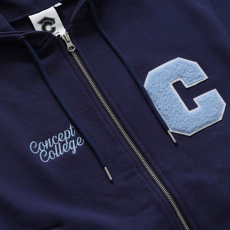 C Patch Zipper Hood Zip-Up / Navy [Unisex]