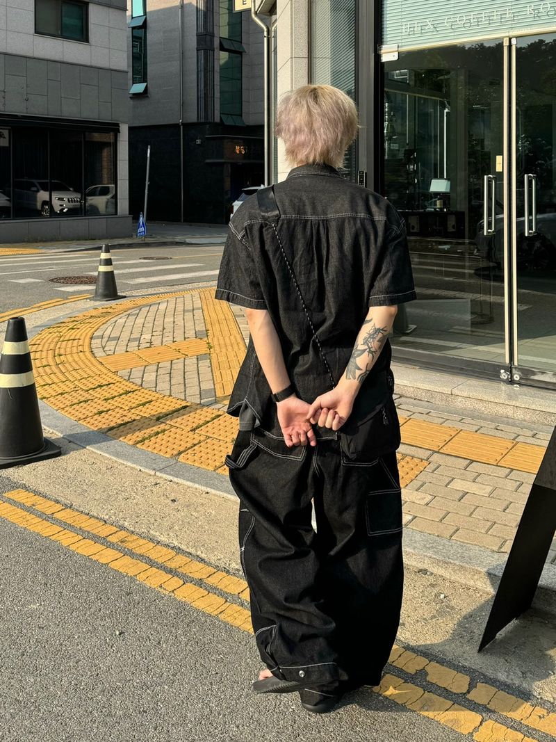Deep ocean denim set up shirt 2C