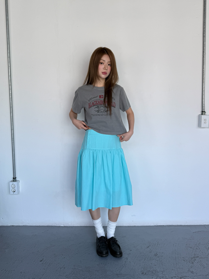 side button midi skirt