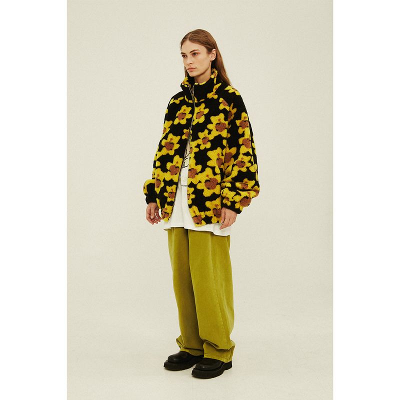 Flower Bear Fluffy Jacket_Black