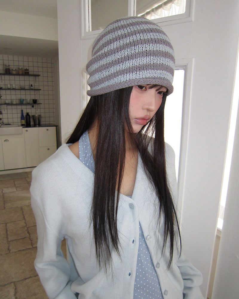 Behil Stripe Shirred Beanie