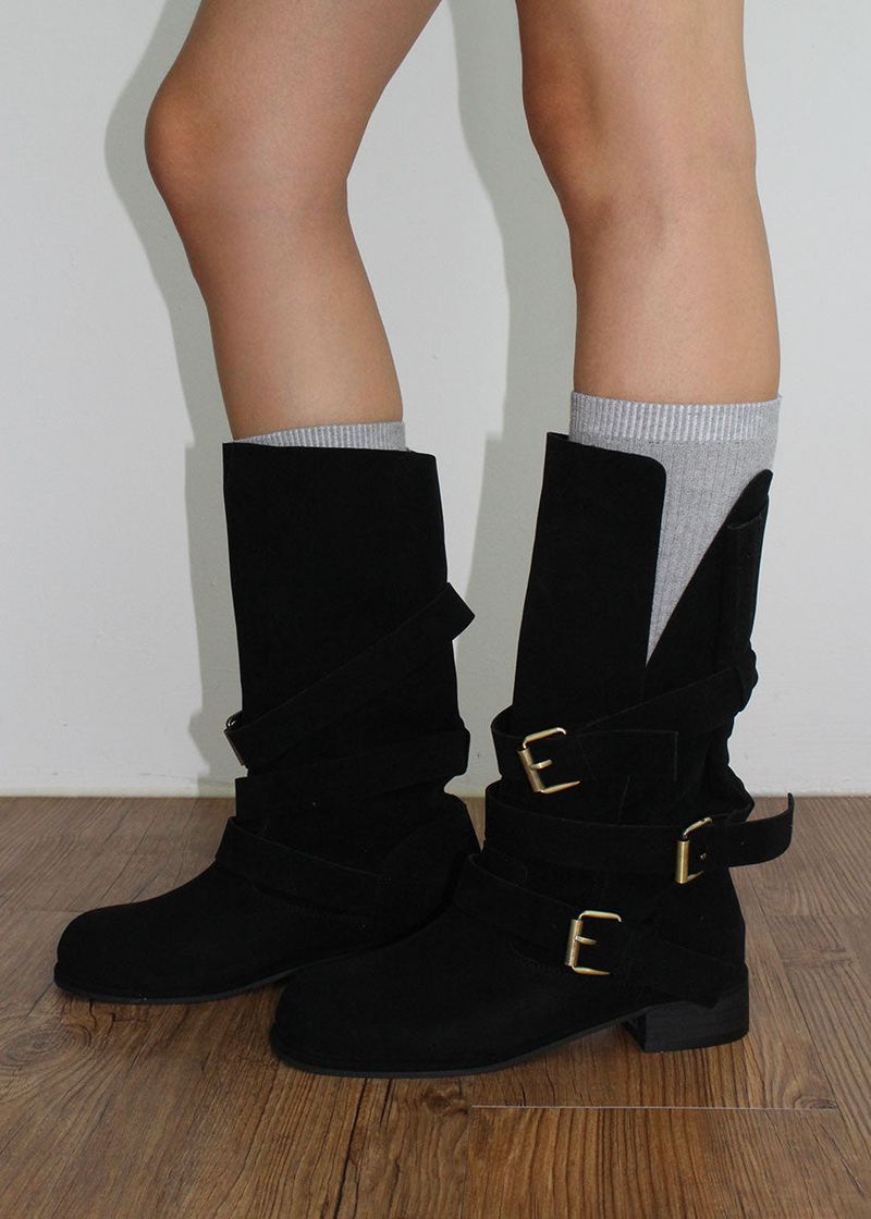 SUEDE BELT MIDDLE BOOTS