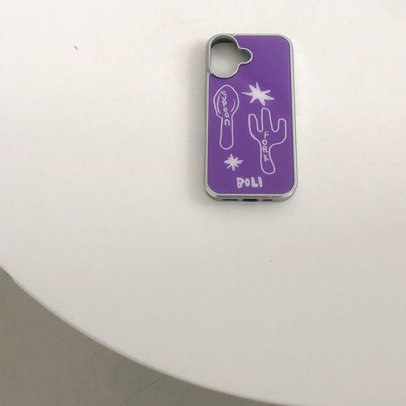 SPOON N FORK_VINTAGE VIOLET GLASS SILVER PHONECASE