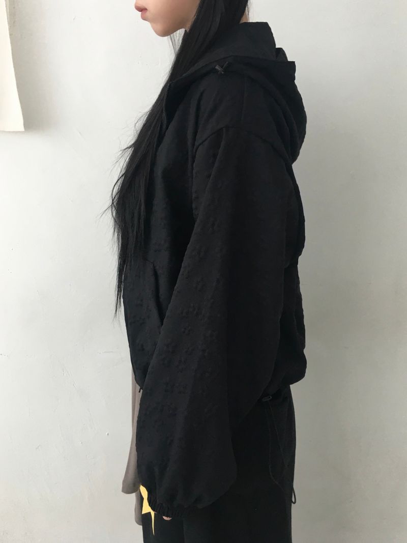 Mini Zan Flower Embossed Crop Hoodie (6c)