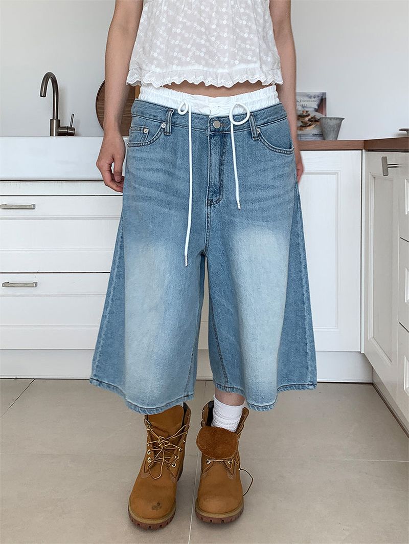 LAYERED BAND BERMUDA JEANS