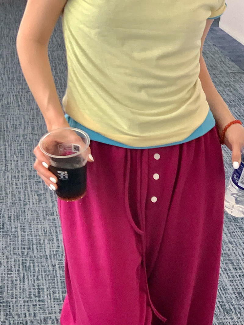 summer button point jogger pants