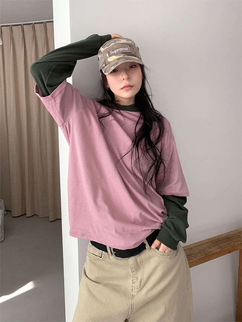 JAZZ THE ORDER(ジャズ ザ オーダー)の「COMBI STRIPE HOOD TEE (3C)(Tops)」