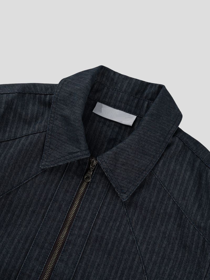 Herringbone shoulder denim jacket