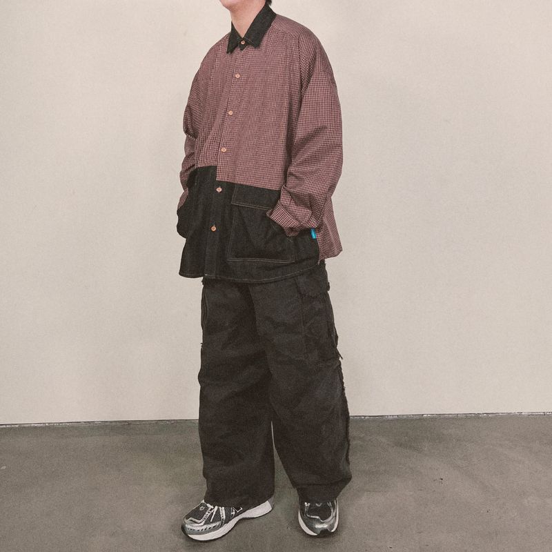 switch panel check shirt_black