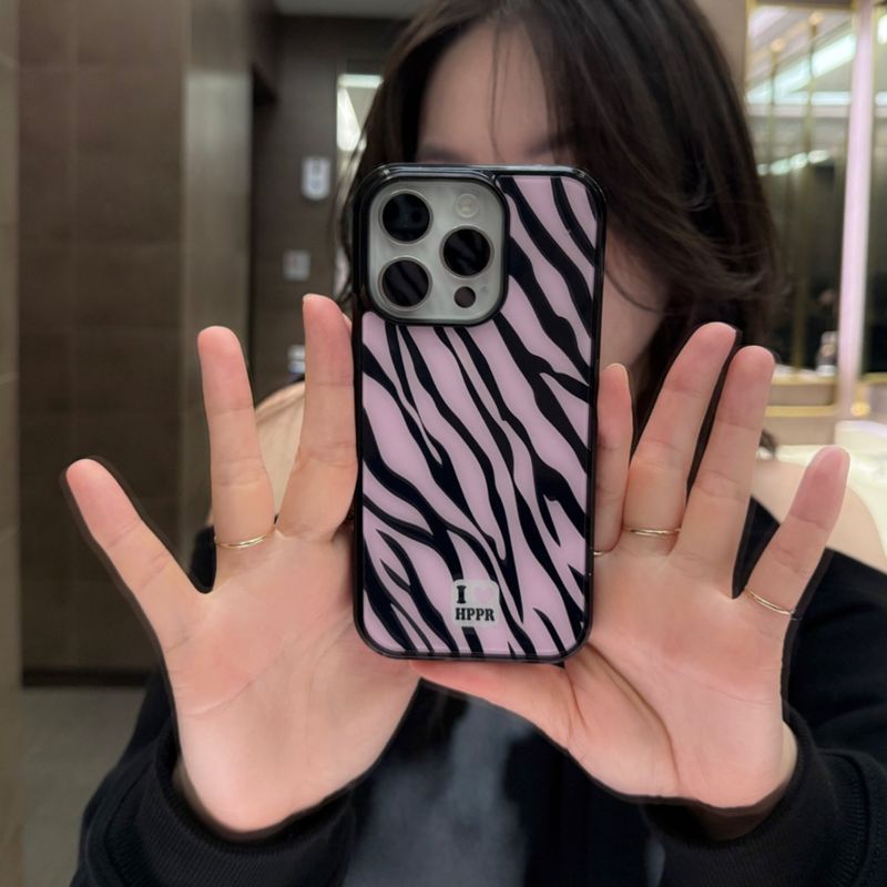[MADE]ZEBRA (pinkblack) glass bumper case