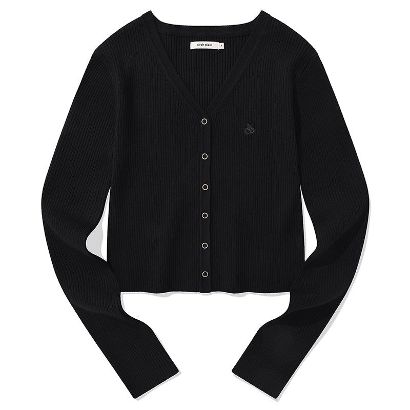 KIRSH PLAIN V NECK SLIM CARDIGAN [BLACK]