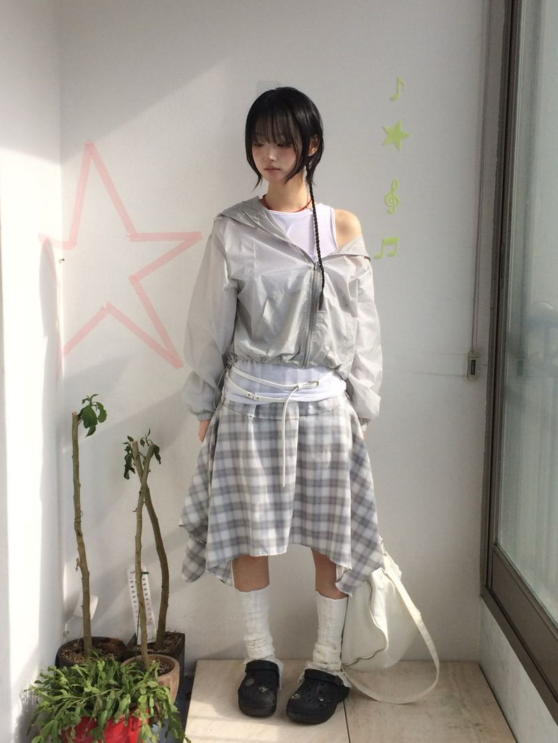 flared checkered skirt