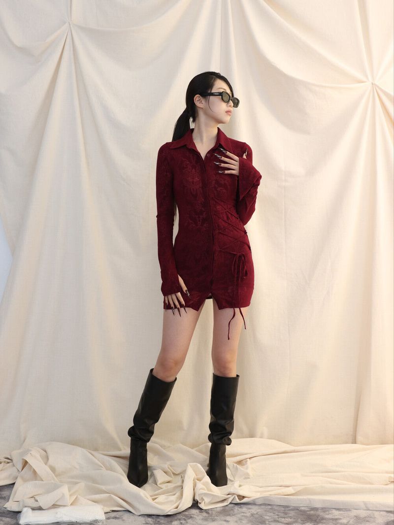 MESH CORSET SHIRTS[wine]