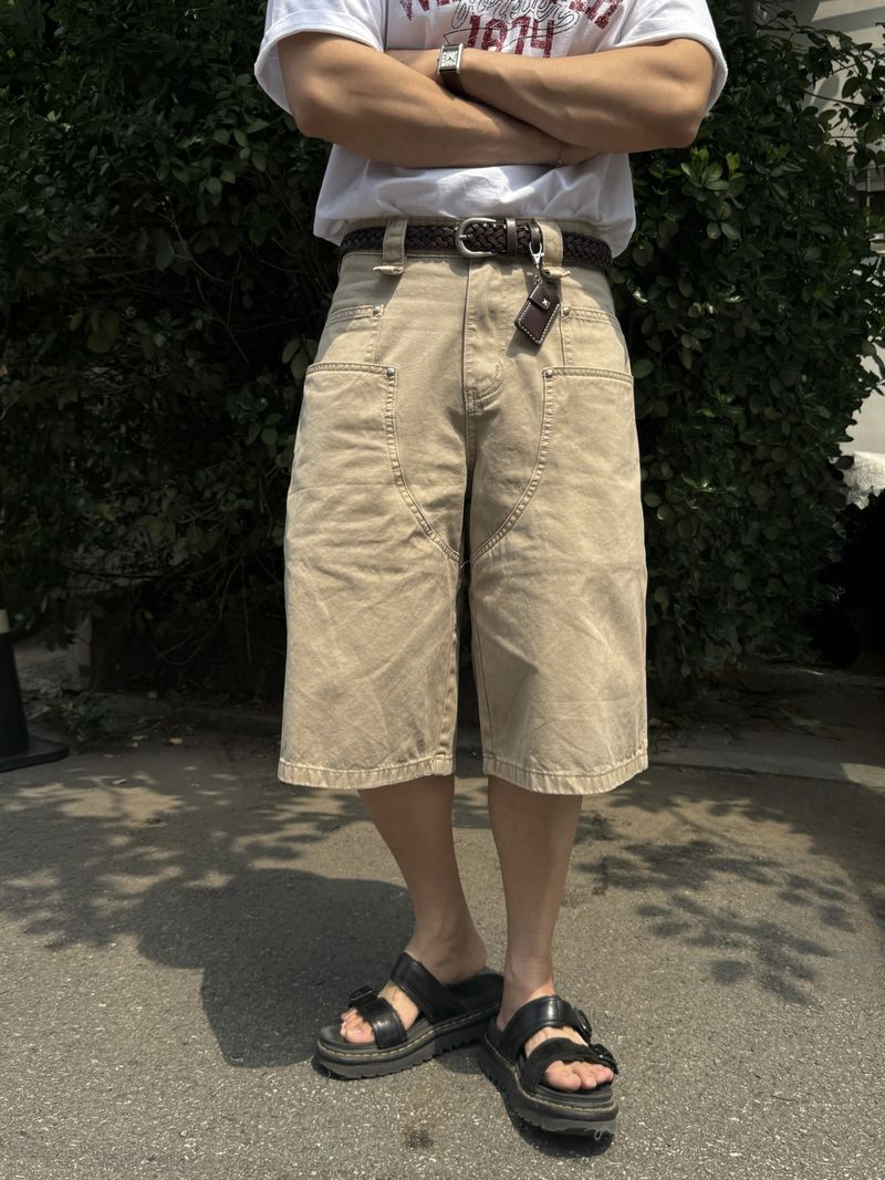 Dying double carpenter bermuda pants