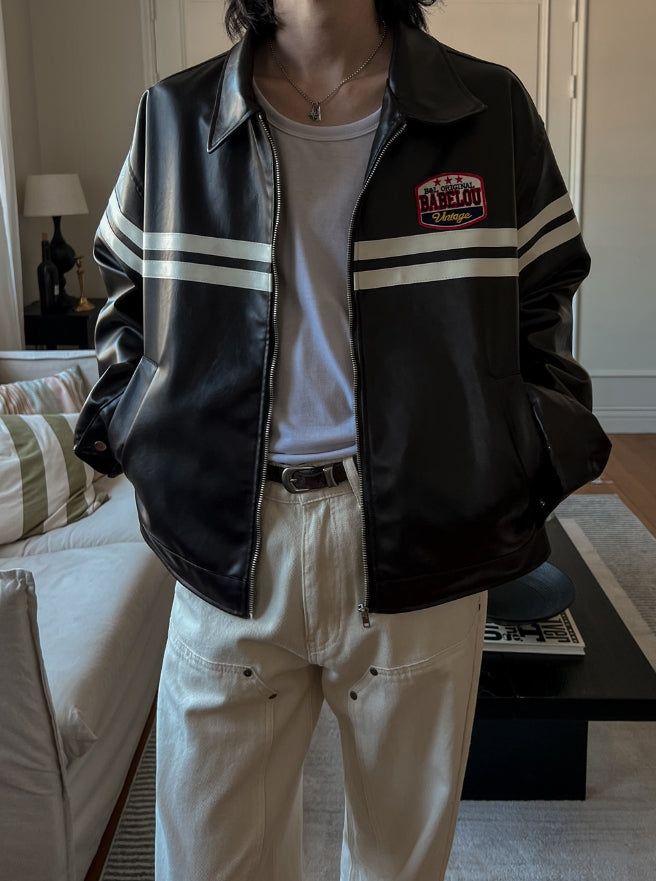 Babel Patch Leather Jacket