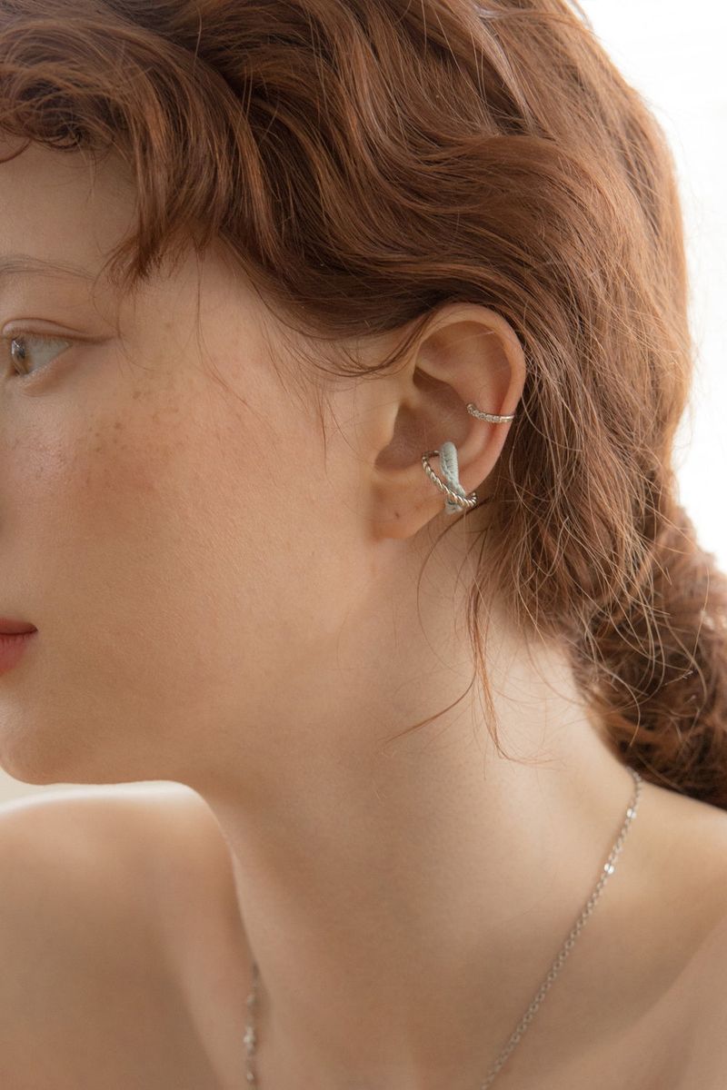 [2set] Knitted cross 'silver' earcuff (4colors)