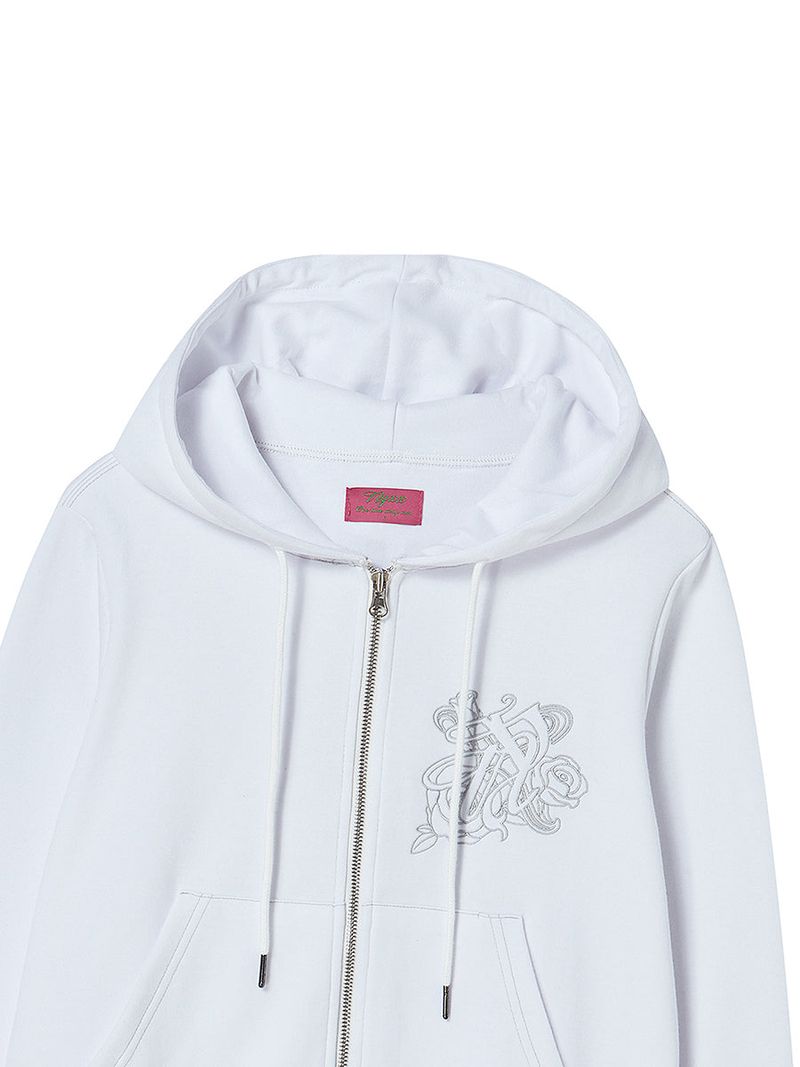 BURST INTO ROSE HOOD ZIP-UP WHITE