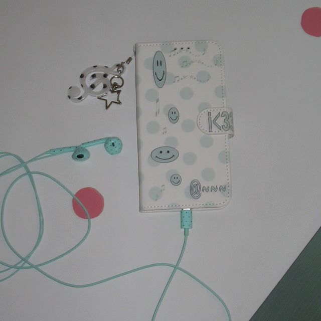 Dot dot smile skyblue diary wallet case